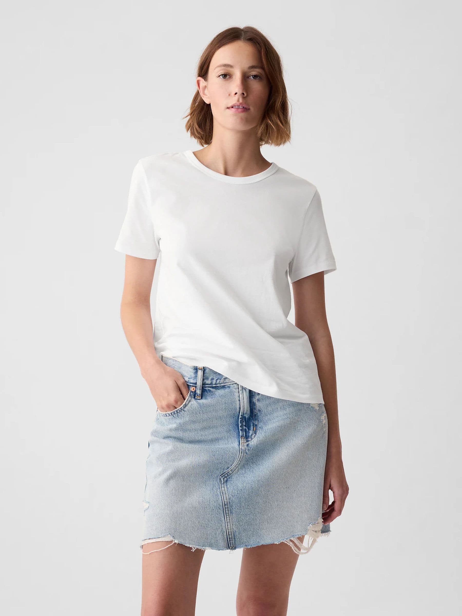 White Crew Neck Vintage Short Sleeve T-Shirt