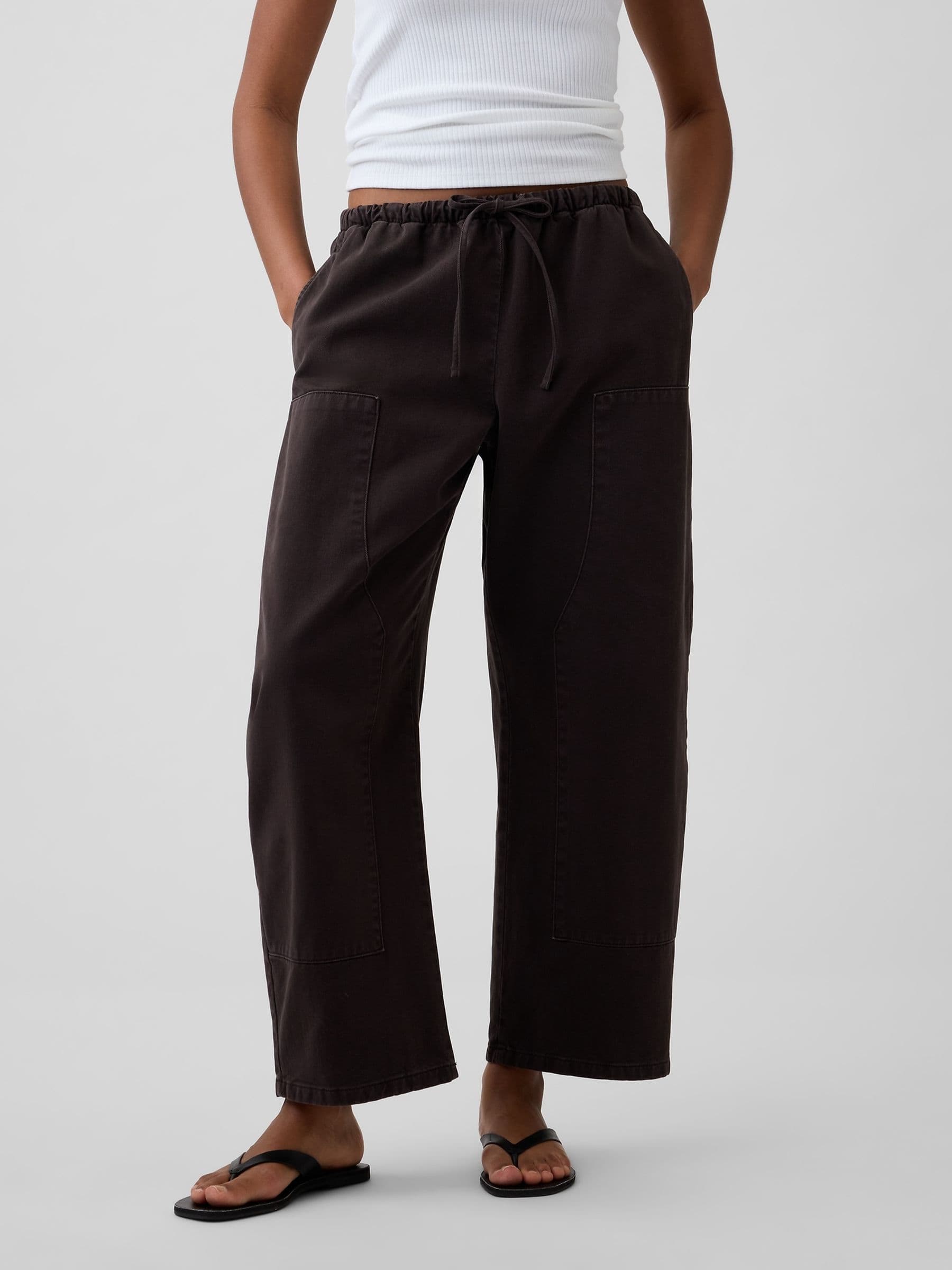 Brown Easy Double-Knee Barrel Trousers