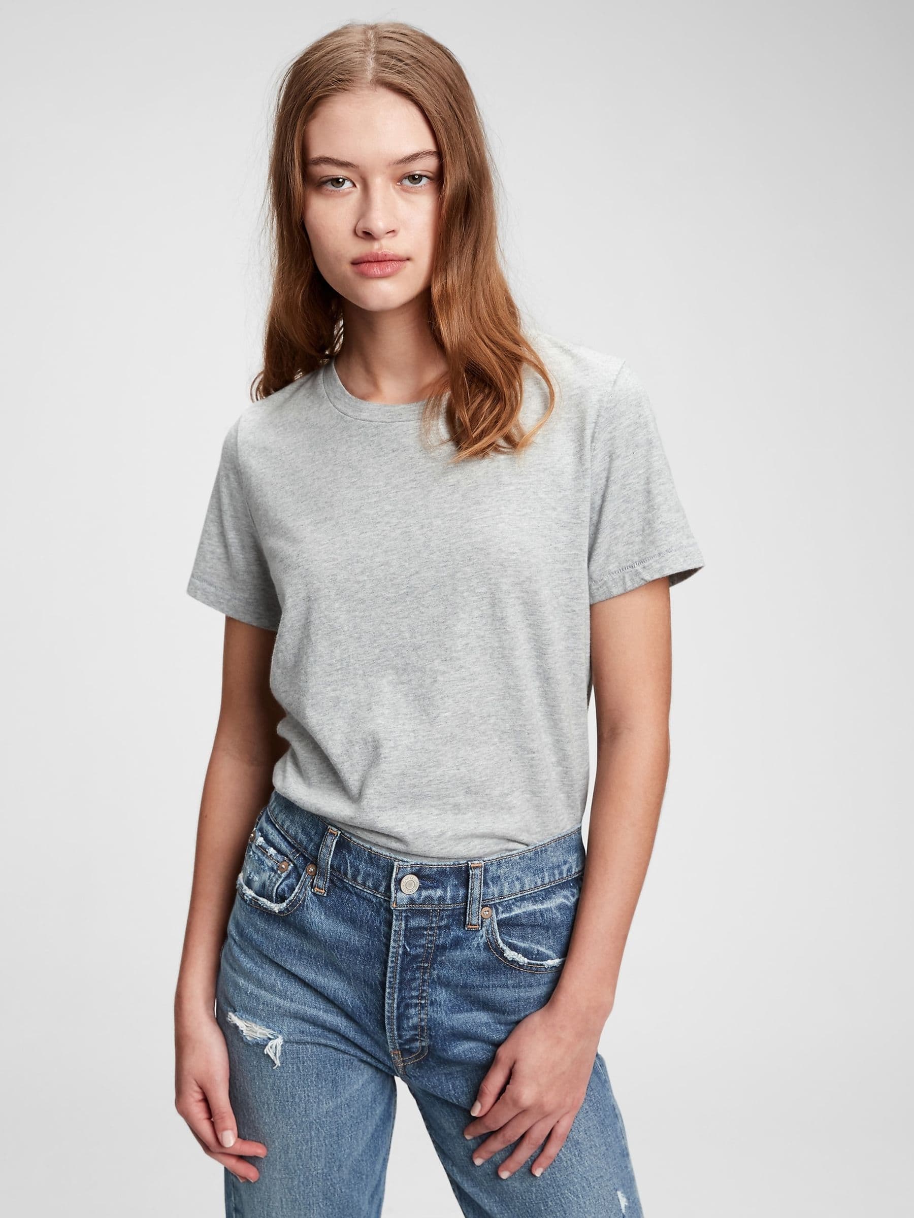 Grey Crew Neck Vintage Short Sleeve T-Shirt