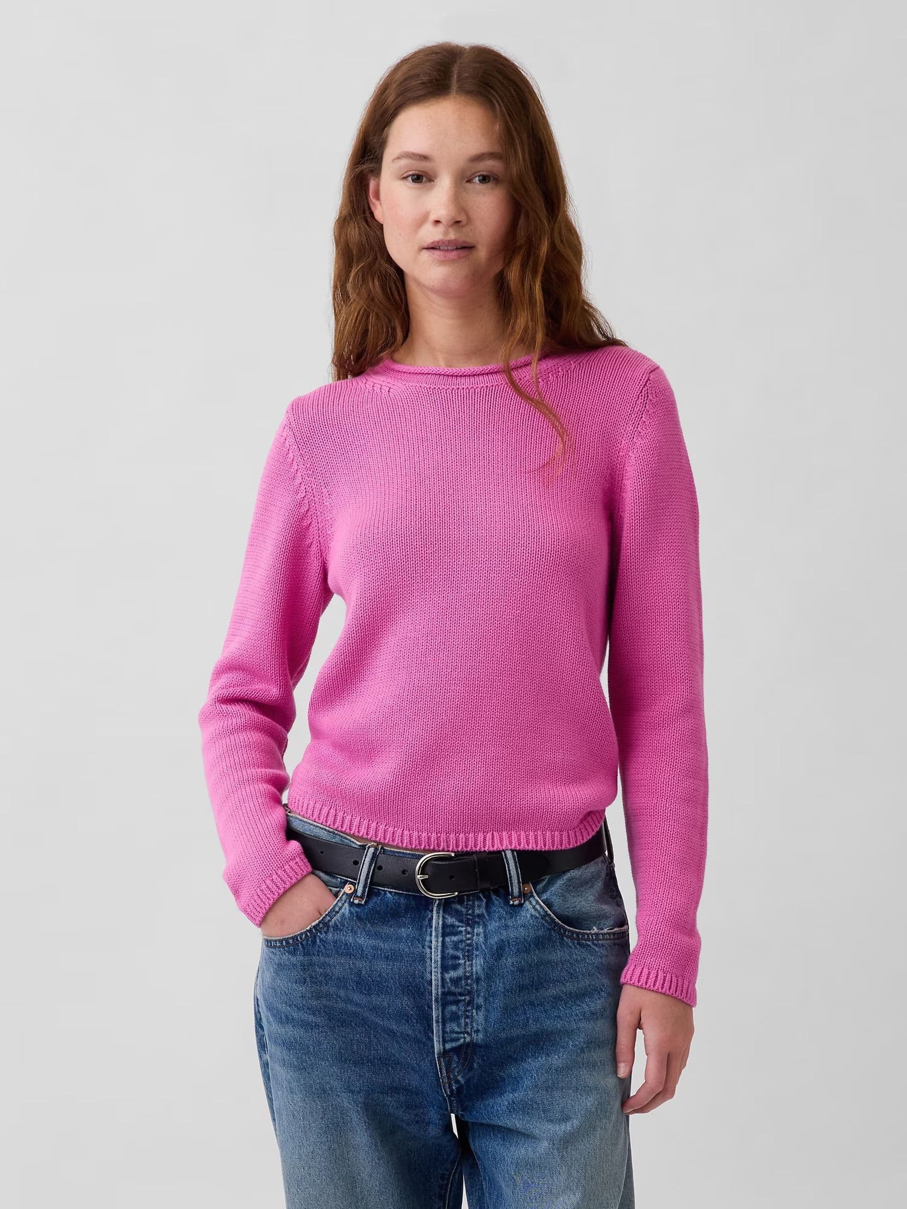 Pink Cotton Rollneck Jumper