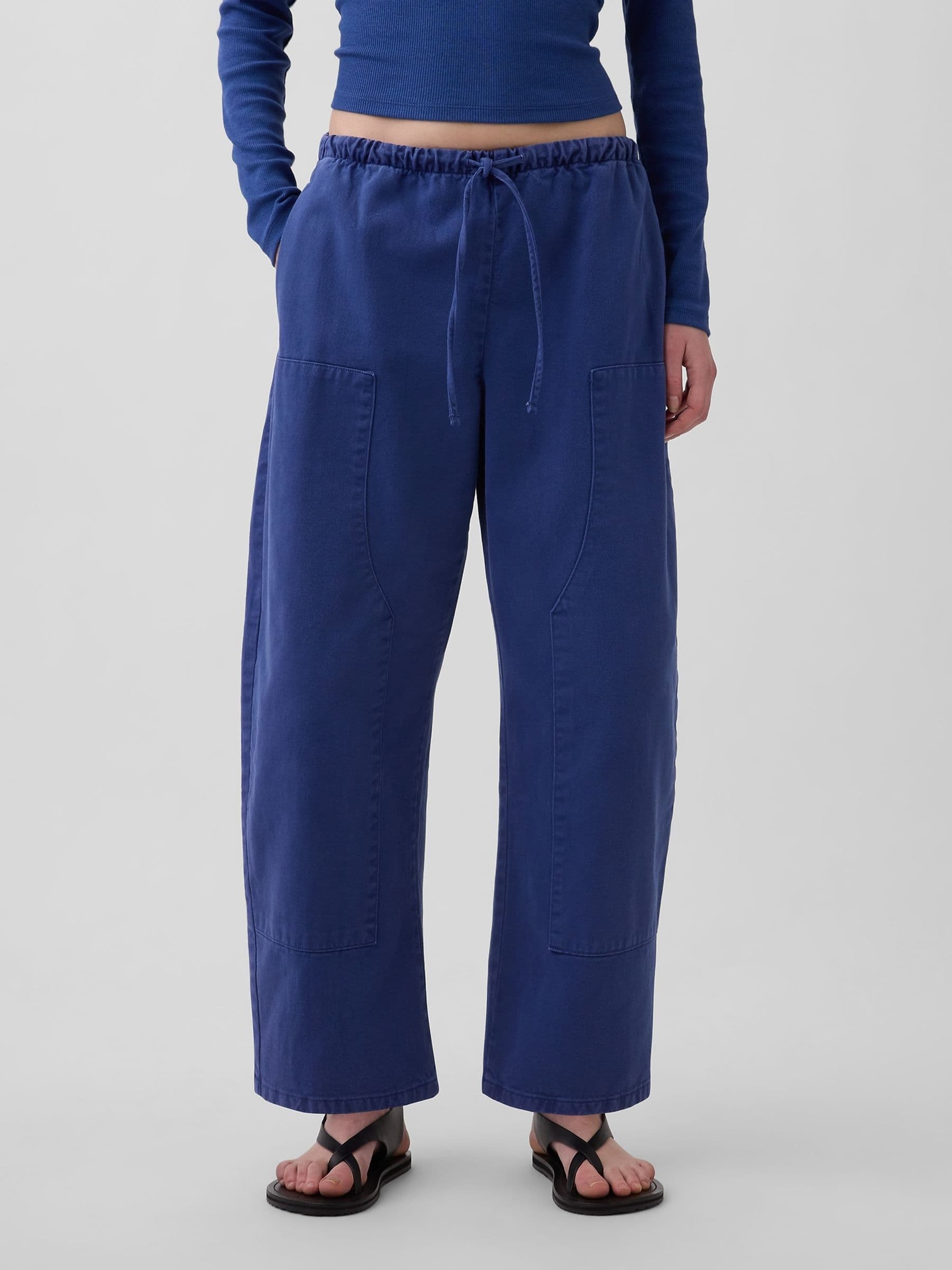 Blue Easy Double-Knee Barrel Trousers