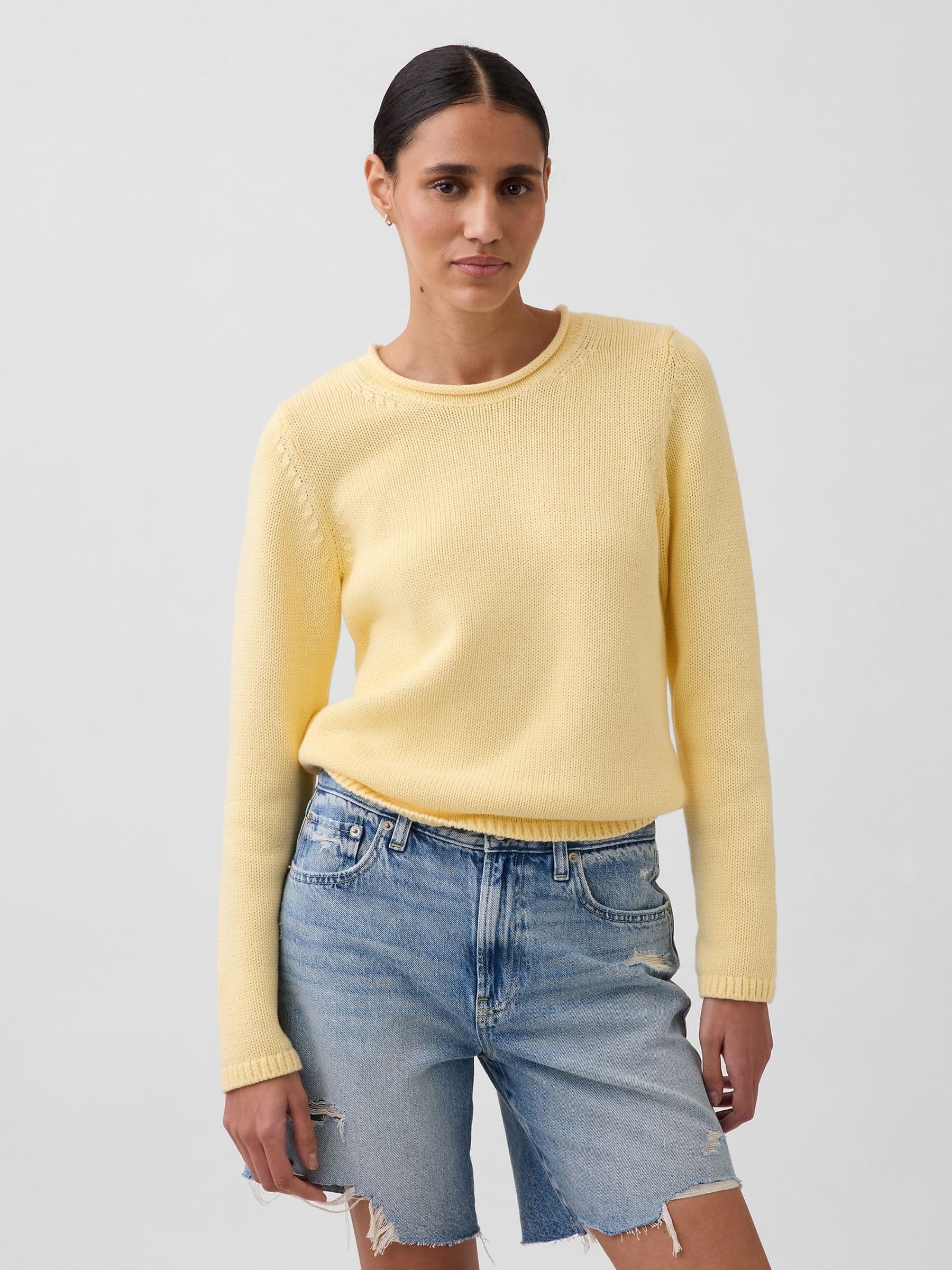 Yellow Cotton Rollneck Jumper
